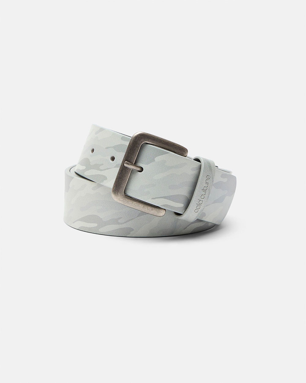 TRACE BELT GREY - grey camo belt, front view - Cold Culture #packshot
