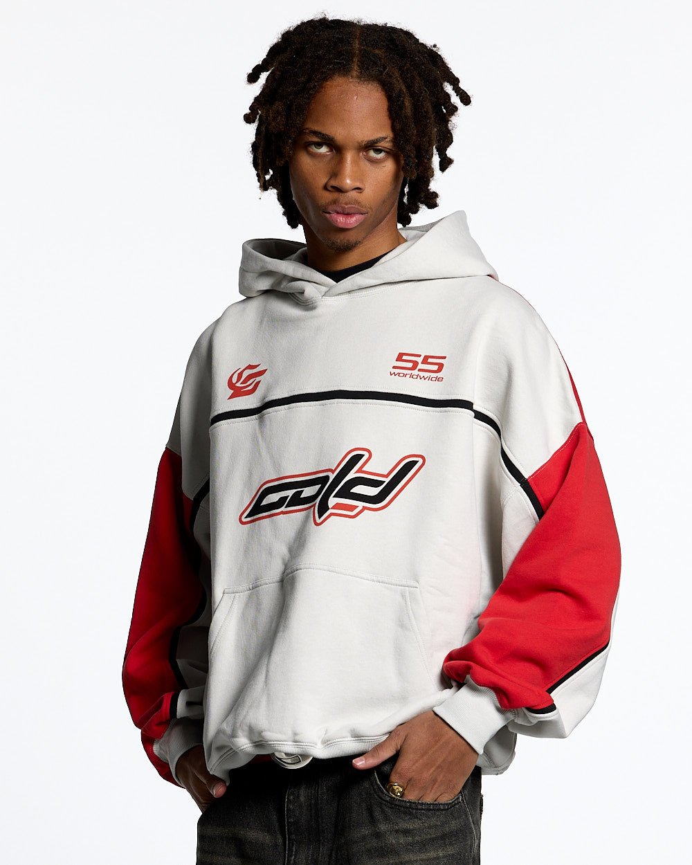 TRAINING HOODIE LIGHT GREY/RED - COLD CULTURE #man