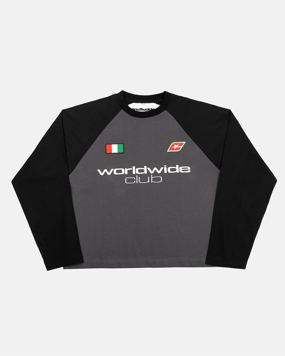 TRICOLORE LONGSLEEVE BLACK - black football-style longsleeve tee, front view - Cold Culture #packshot