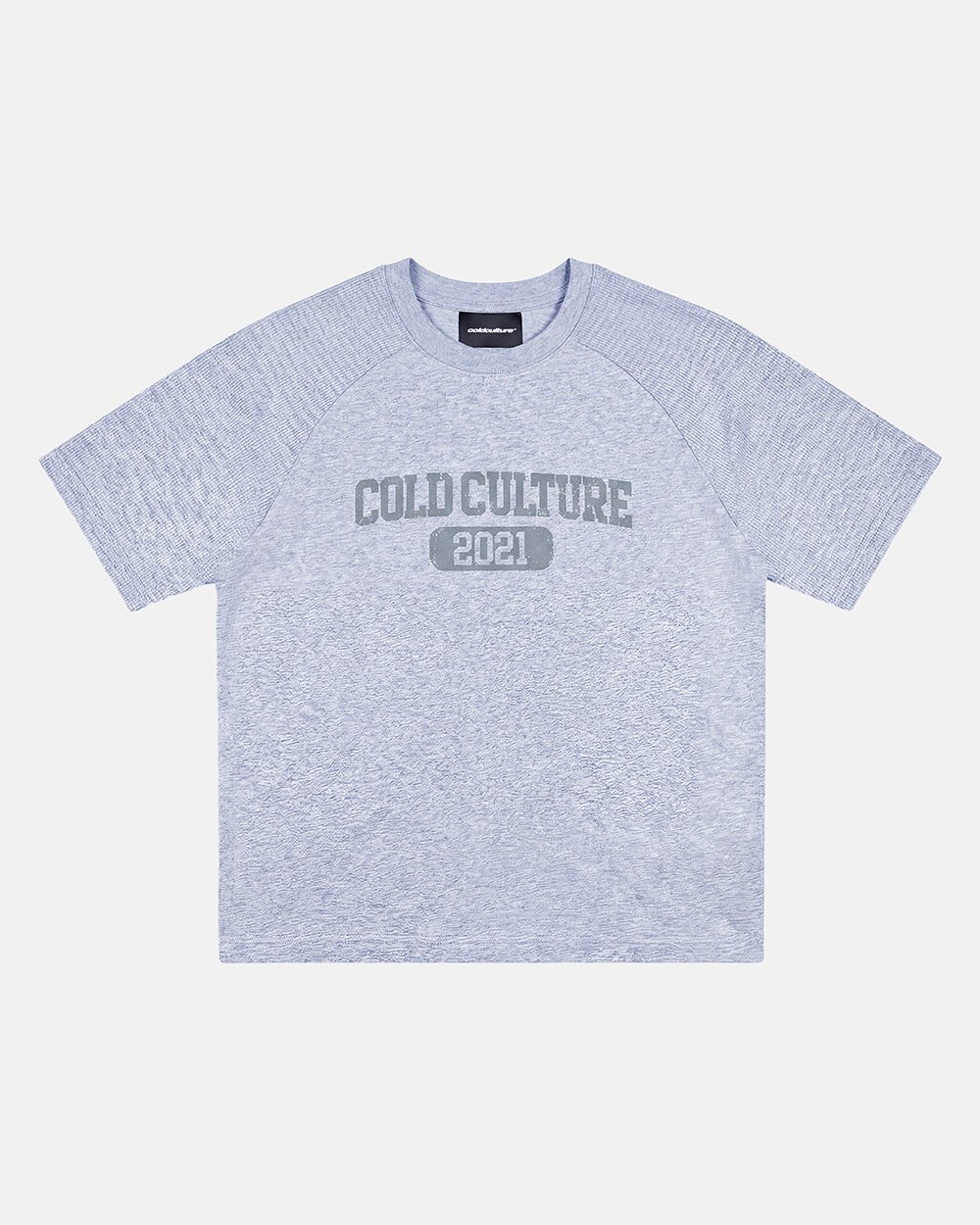 TROPHY TEE HEATHER GREY - heather grey graphic print tee, front view - Cold Culture #packshot