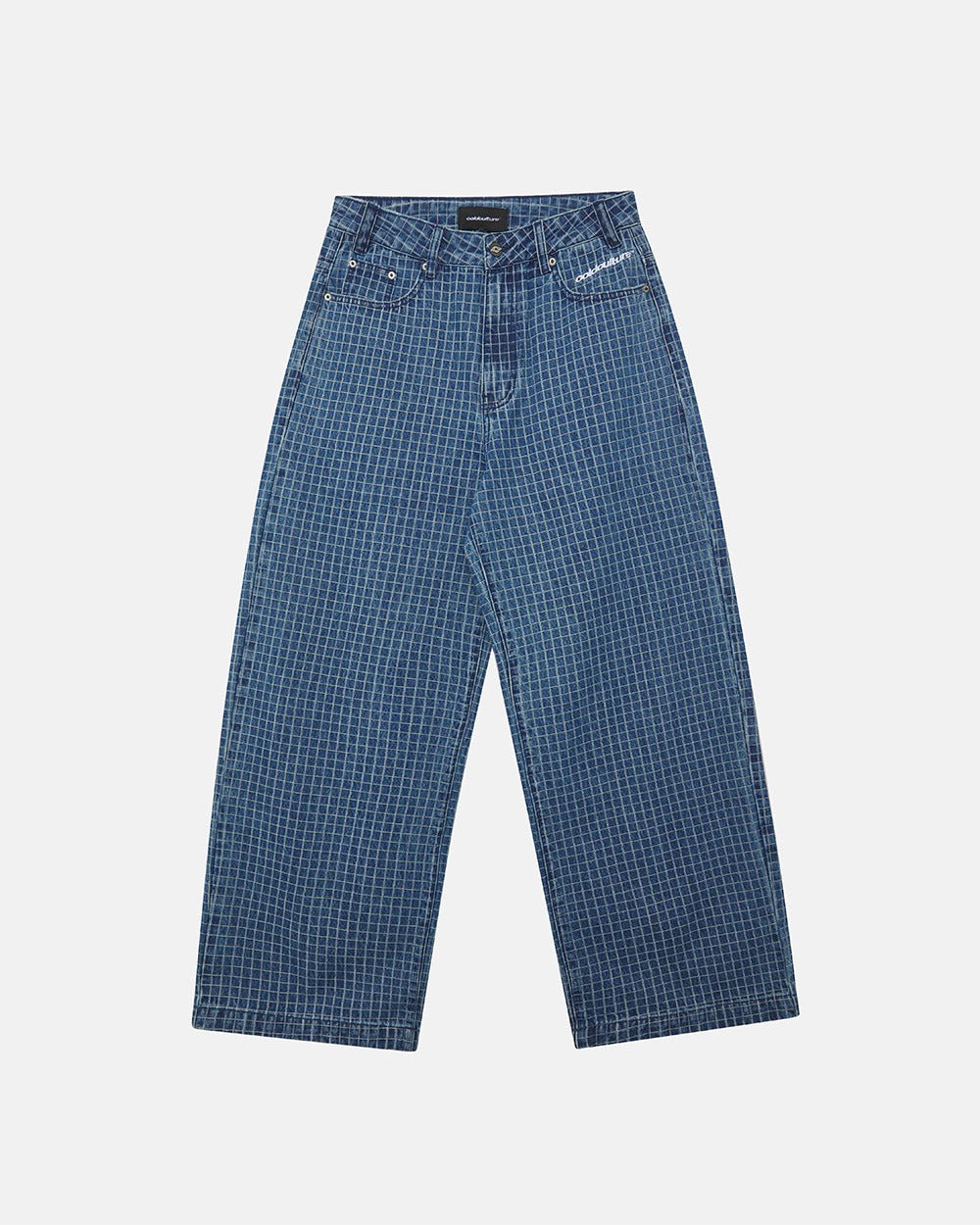TRUCK DRIVER V2 PANTS BLUE - blue checked pants, front view - Cold Culture #packshot