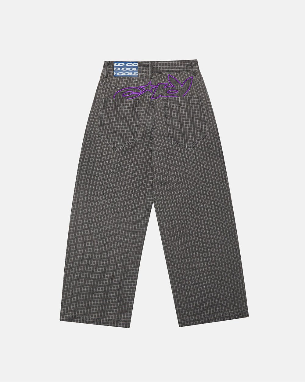 TRUCK DRIVER V2 PANTS GREY - grey checked pants, back view - Cold Culture #packshot