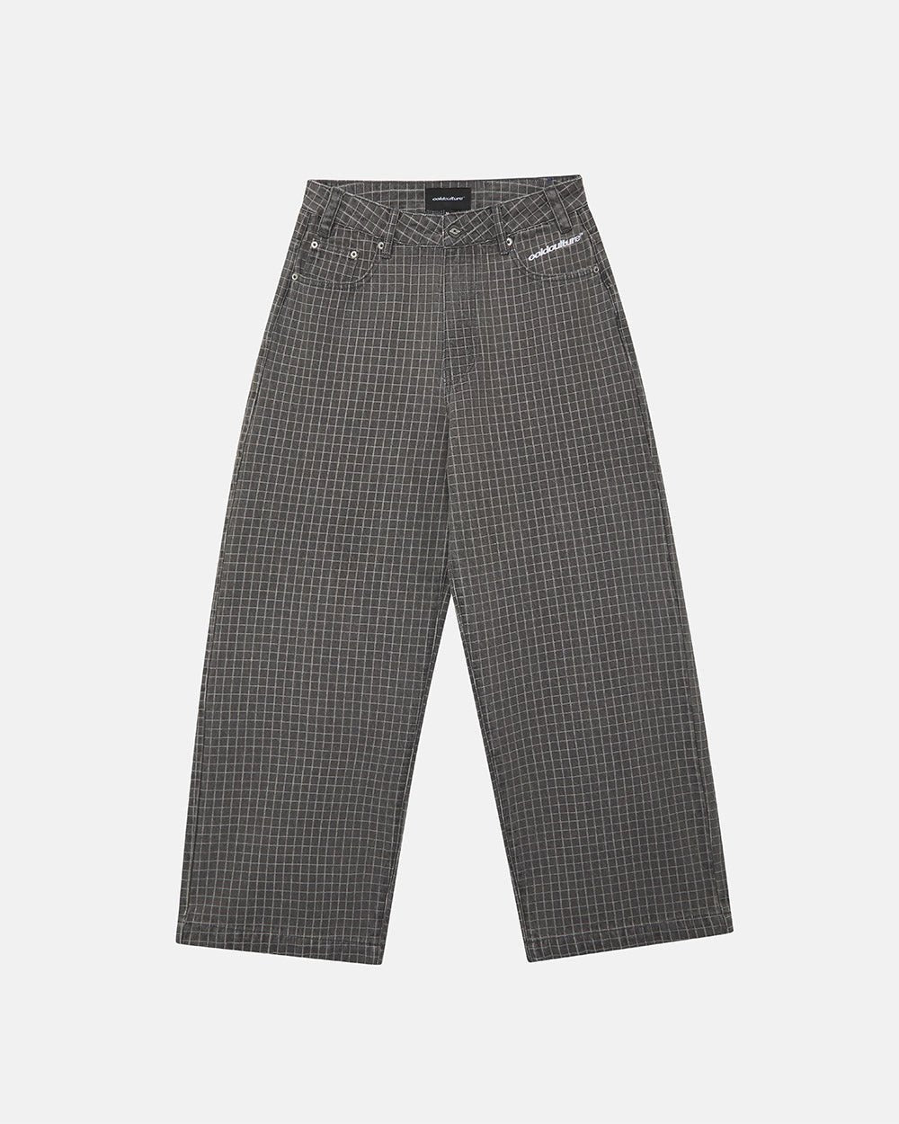 TRUCK DRIVER V2 PANTS GREY - grey checked pants, front view - Cold Culture #packshot