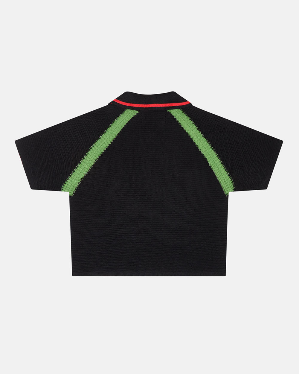 TUSCANY KNIT BLACK - black knitted polo shirt, back view - Cold Culture #packshot