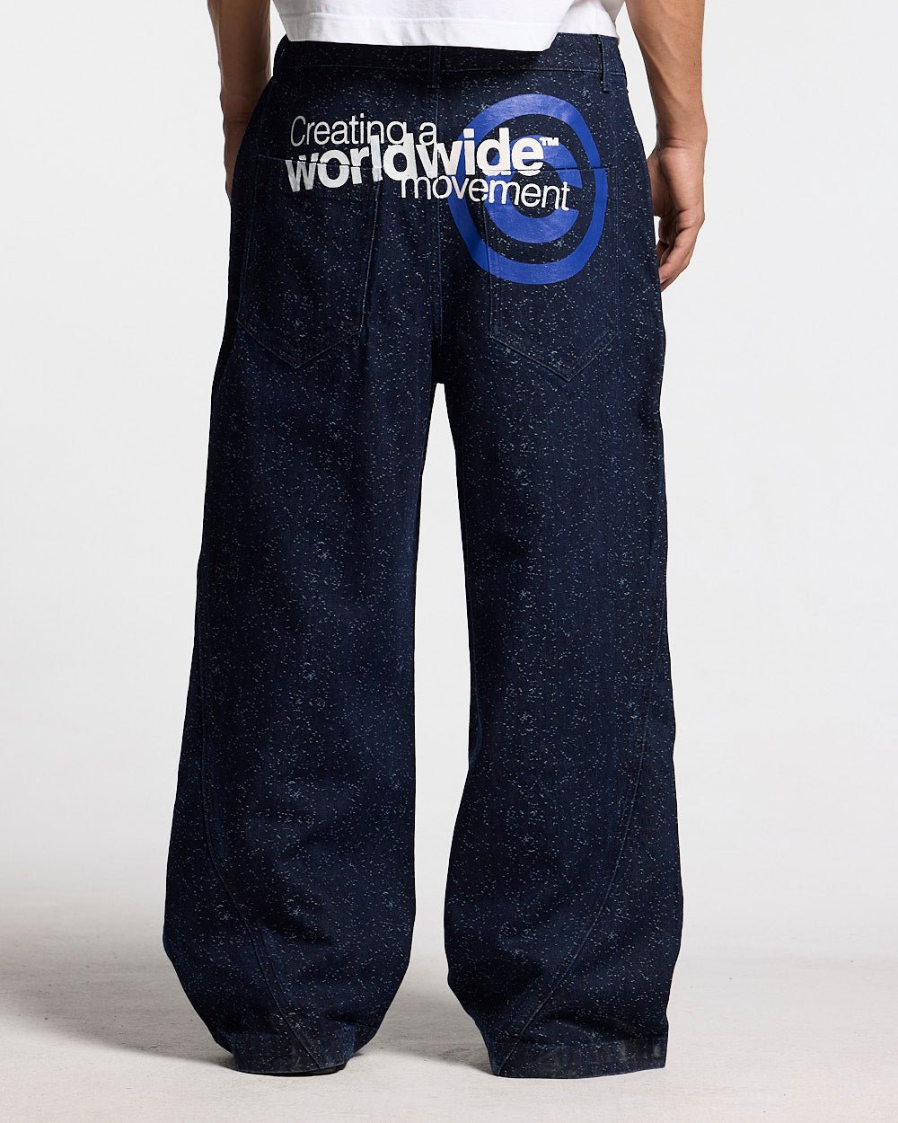 TWISTED JEANS V3 BLACK - dark navy baggy jeans, back view on male model - Cold Culture