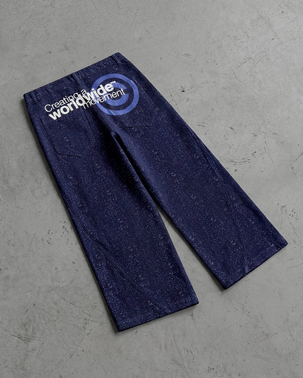 TWISTED JEANS V3 BLACK - dark navy baggy jeans, flat lay - Cold Culture