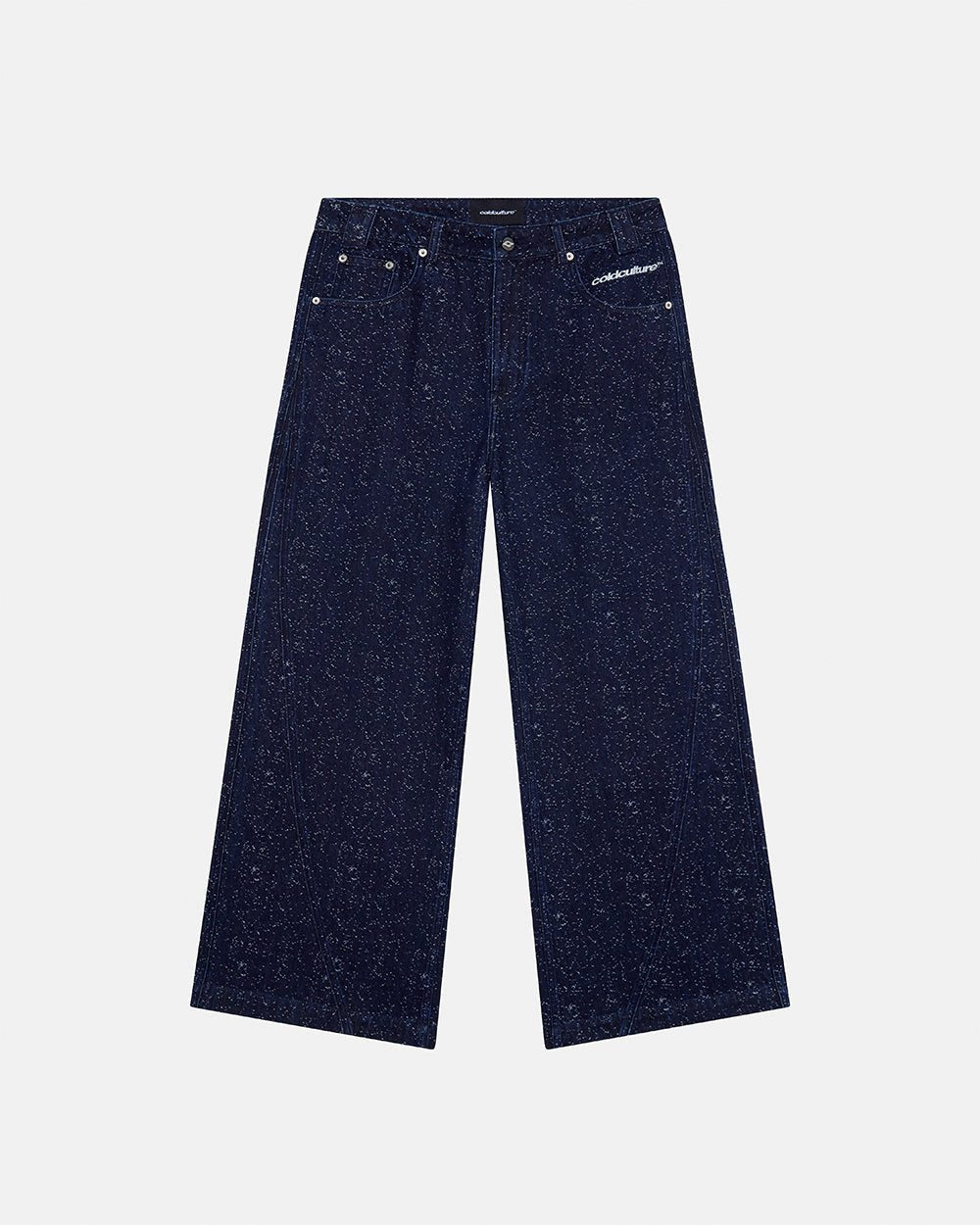 TWISTED JEANS V3 BLACK - dark navy baggy jeans, front view - Cold Culture #packshot