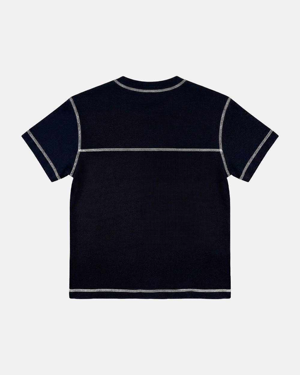 UNDERSKIN TEE BLACK - black contrast stitch tee, back view - Cold Culture #packshot
