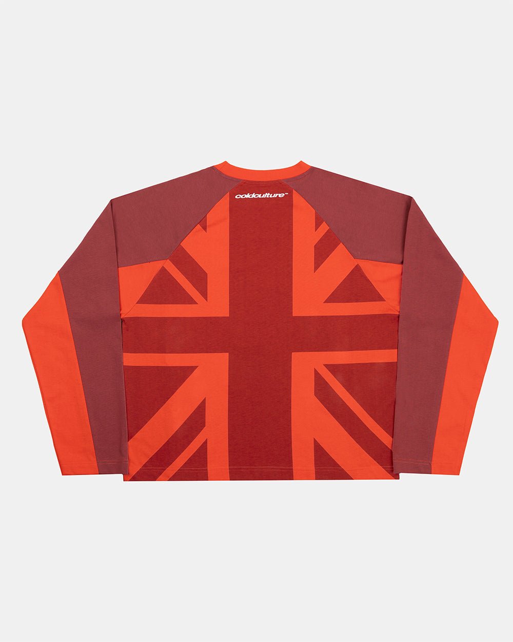UNION LONGSLEEVE RED - red football-style longsleeve tee, back view - Cold Culture #packshot
