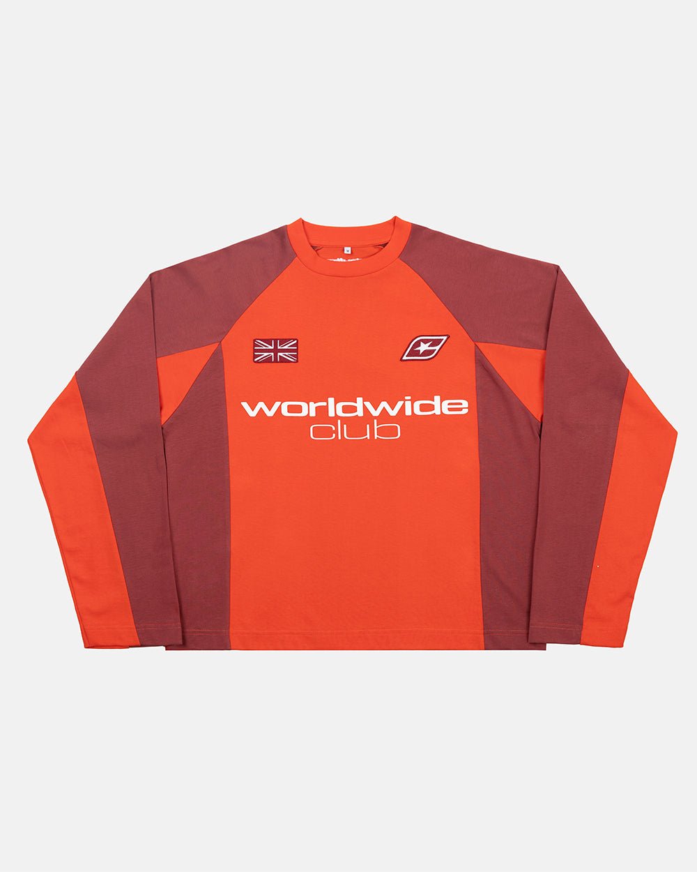 UNION LONGSLEEVE RED - red football-style longsleeve tee, front view - Cold Culture #packshot