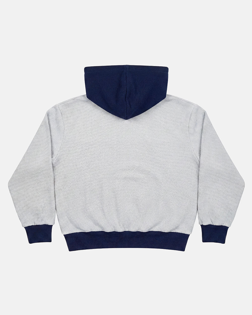 UNTRUE WAFFLE REVERSIBLE ZIP HOODIE BLUE - navy striped reversible zip-up hoodie, back view - Cold Culture #packshot