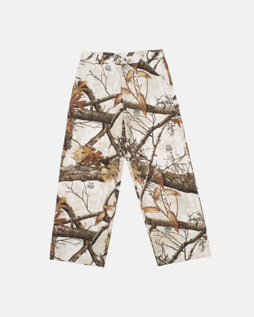 V1 CARPENTER PANTS REALTREE WHITE - white realtree camo carpenter pants, front view - Cold Culture #packshot