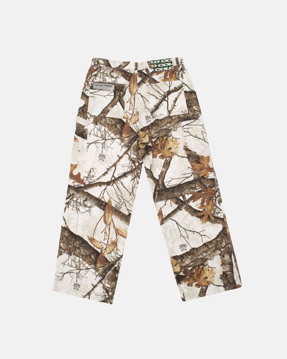 V1 CARPENTER PANTS REALTREE WHITE - white realtree camo carpenter pants, back view - Cold Culture #packshot