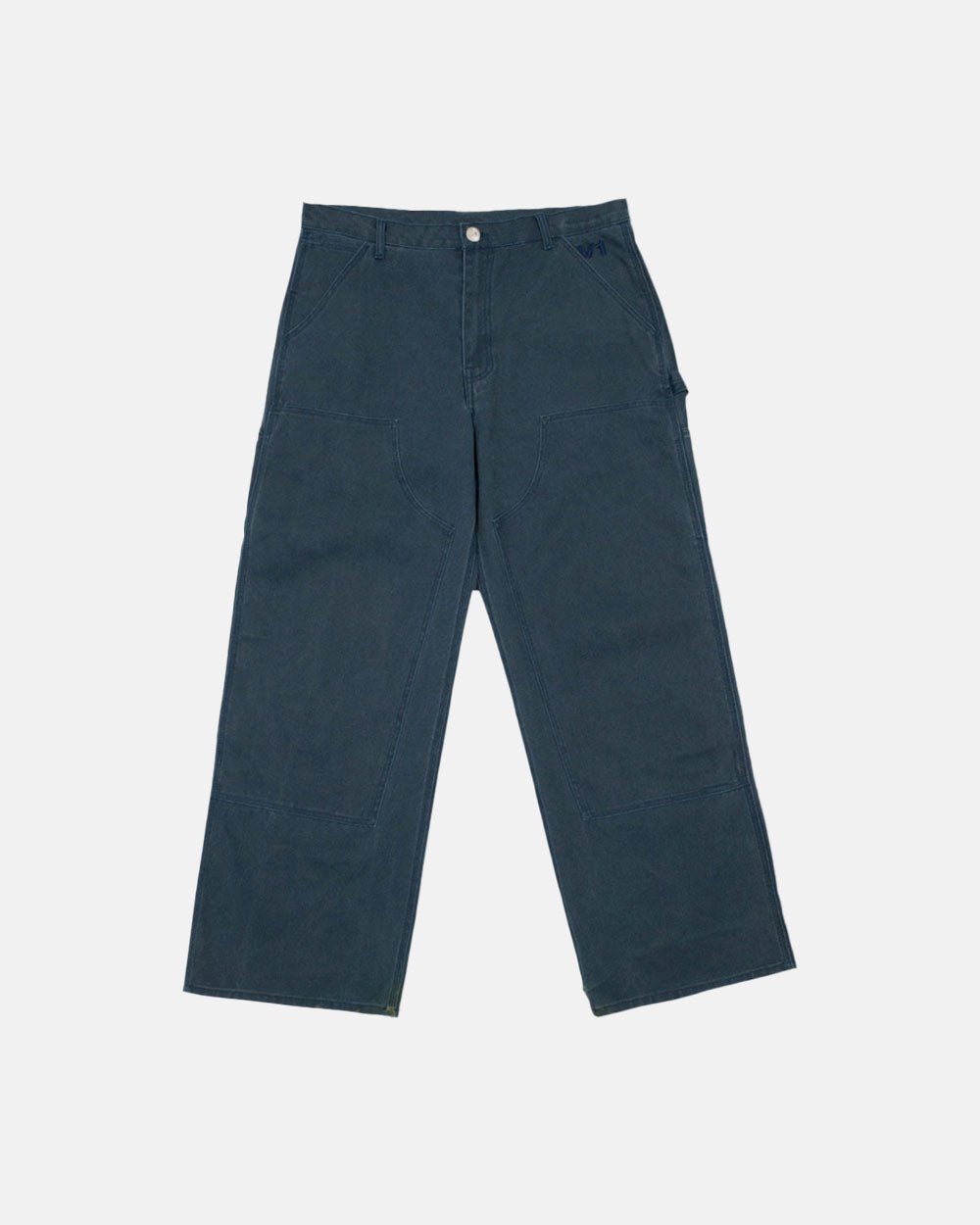 V1 DOUBLE KNEE PANTS STONE WASHED SLATE BLUE - COLD CULTURE #packshot