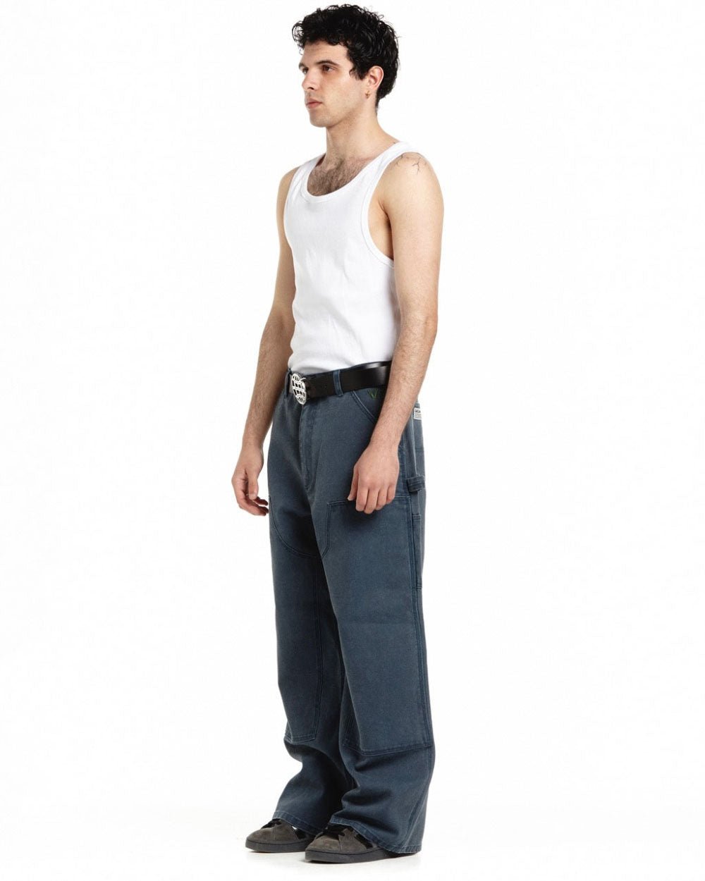 V1 DOUBLE KNEE PANTS STONE WASHED SLATE BLUE - COLD CULTURE #man