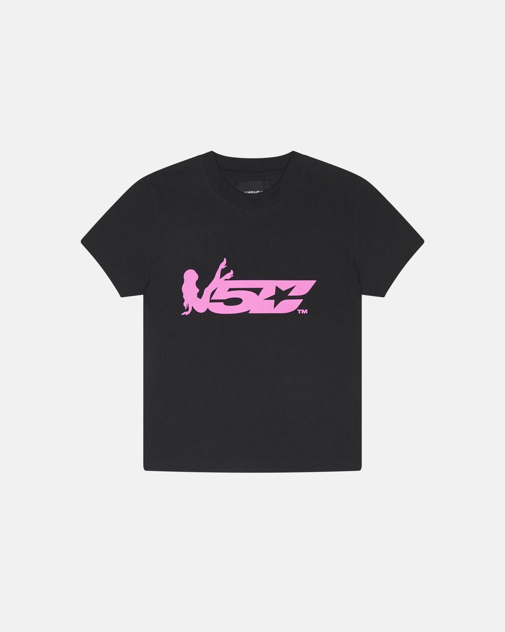 V5C TEE BLACK - black graphic print tee, front view - Cold Culture #packshot