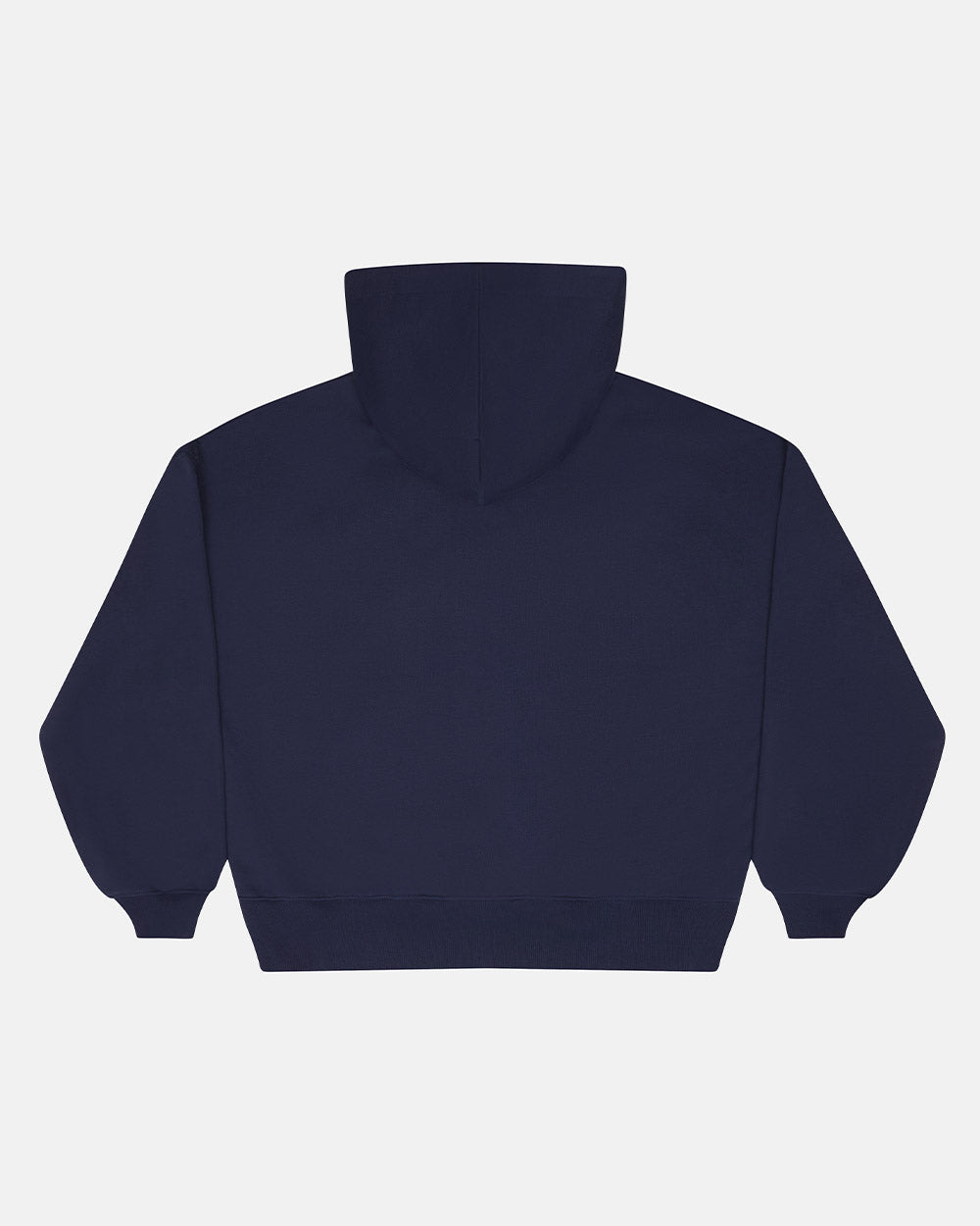 VARSITY HOODIE DARK BLUE - navy blue varsity print hoodie, back view - Cold Culture #packshot