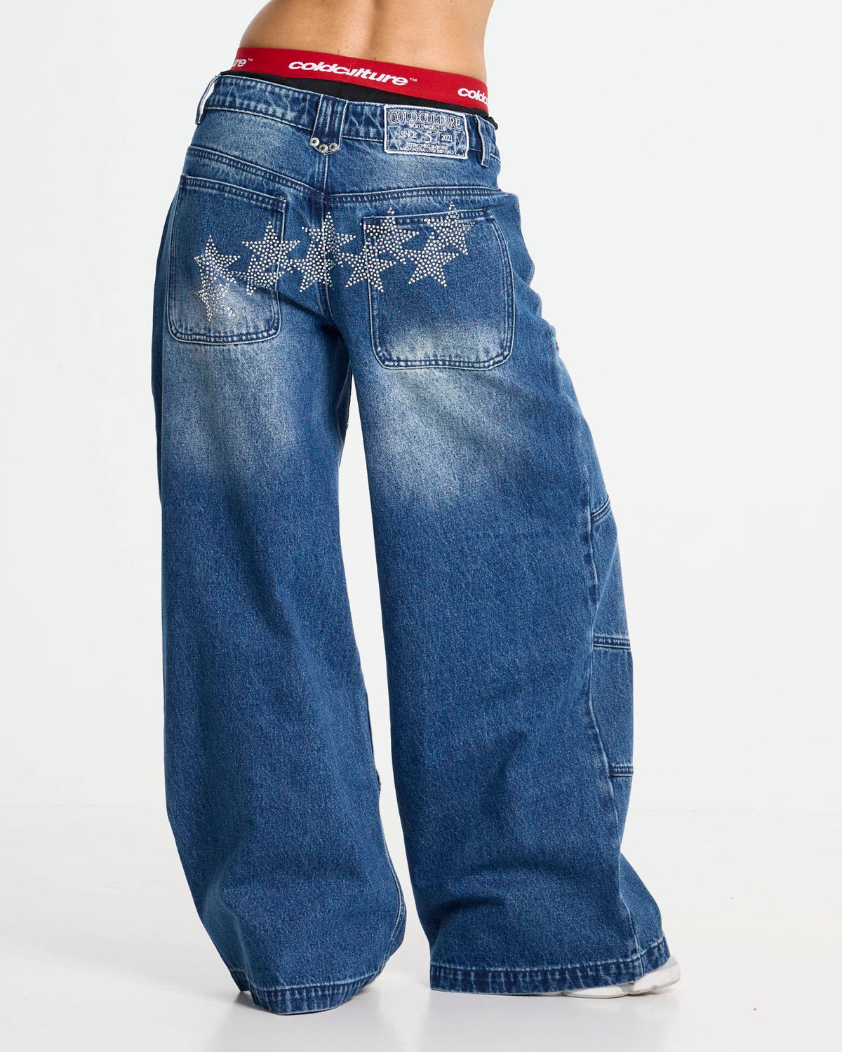 VERA LOOSE PANTS MID BLUE - Cold Culture
