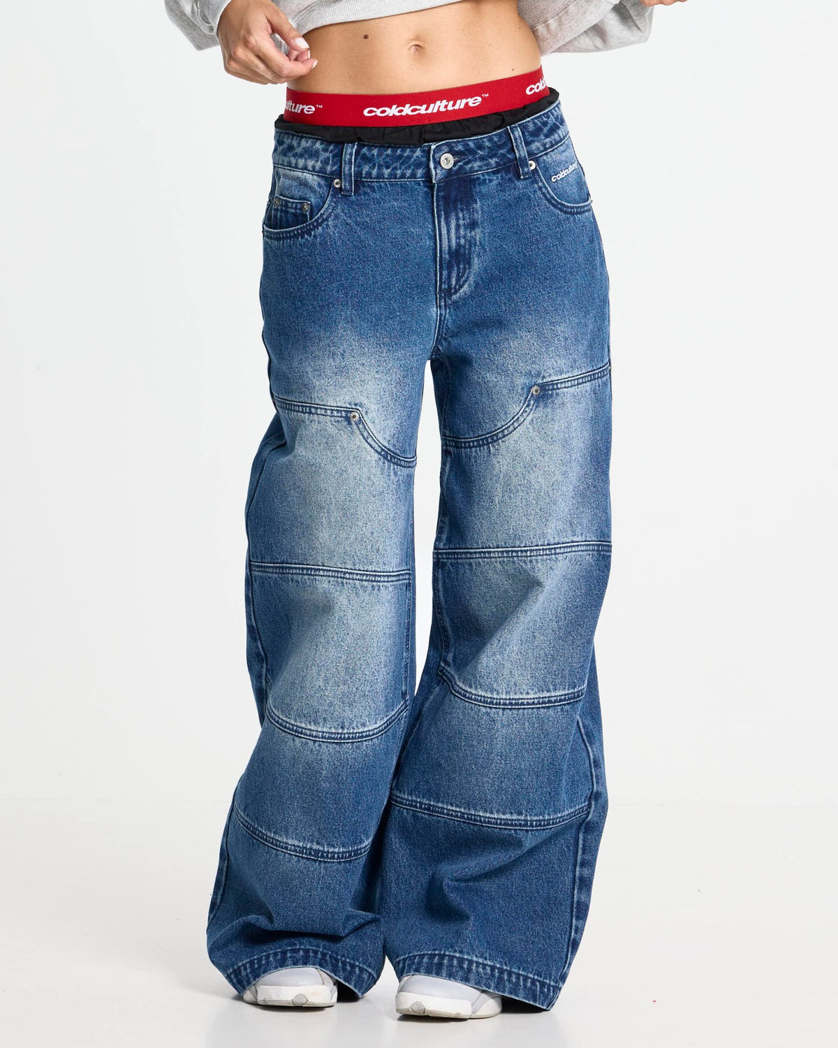VERA LOOSE PANTS MID BLUE - Cold Culture