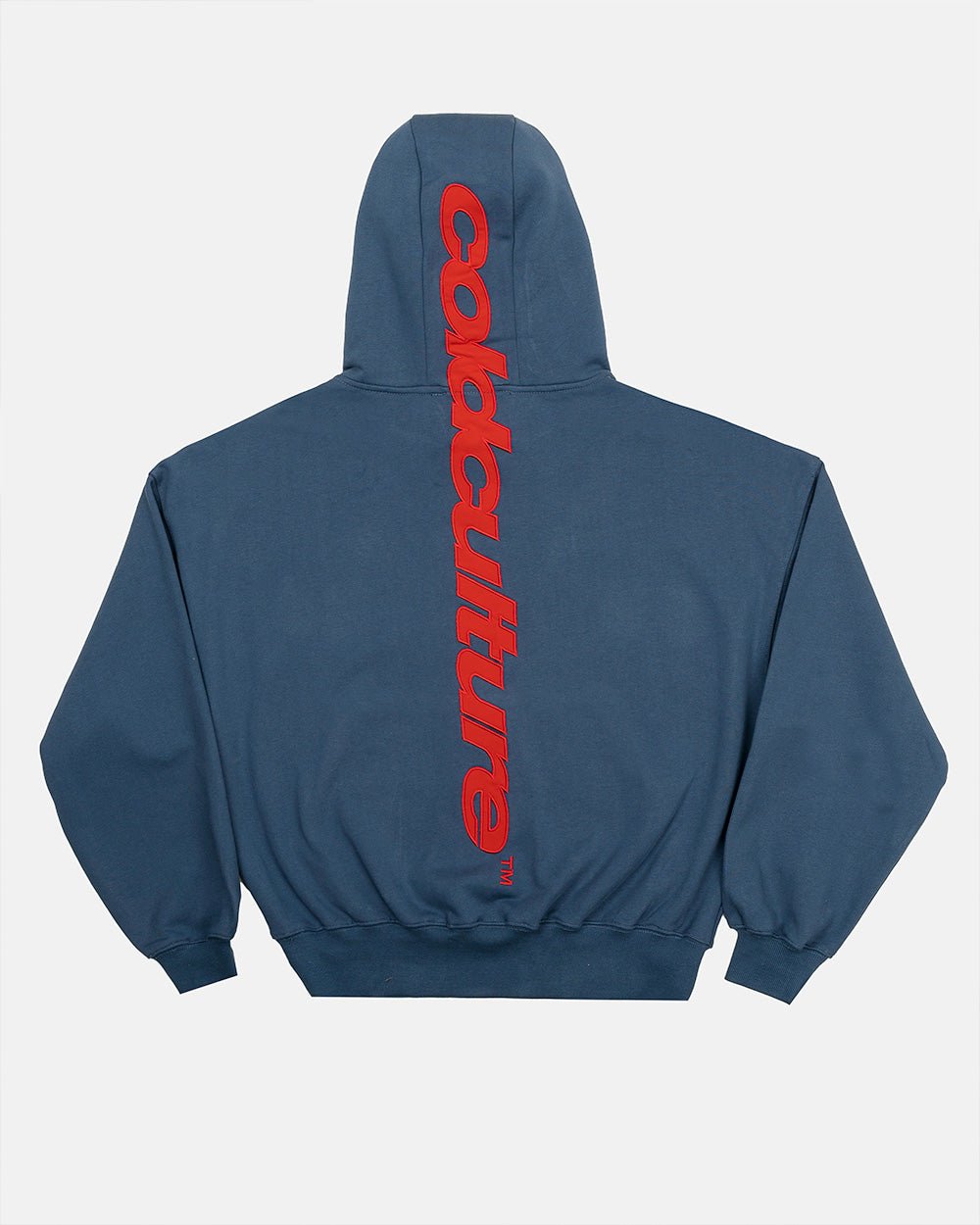 VERTICAL HOODIE NAVY - navy graphic print hoodie, back view - Cold Culture #packshot
