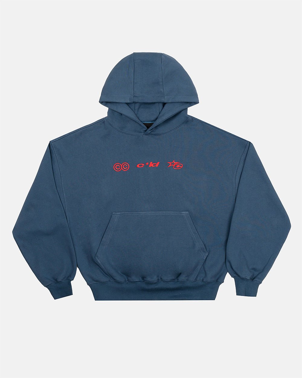 VERTICAL HOODIE NAVY - navy graphic print hoodie, front view - Cold Culture #packshot