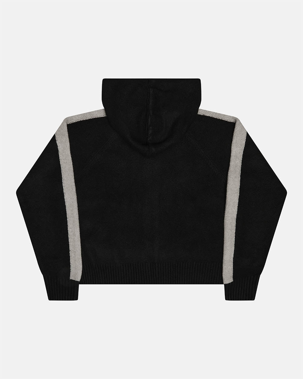 VIBRANT TEDDY KNIT BLACK - black zip-up knit sweater, back view - Cold Culture #packshot