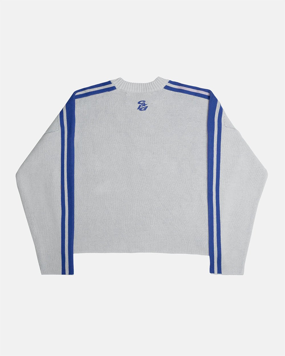 W80 KNITWEAR GREY - grey striped knit sweater, back view - Cold Culture #packshot