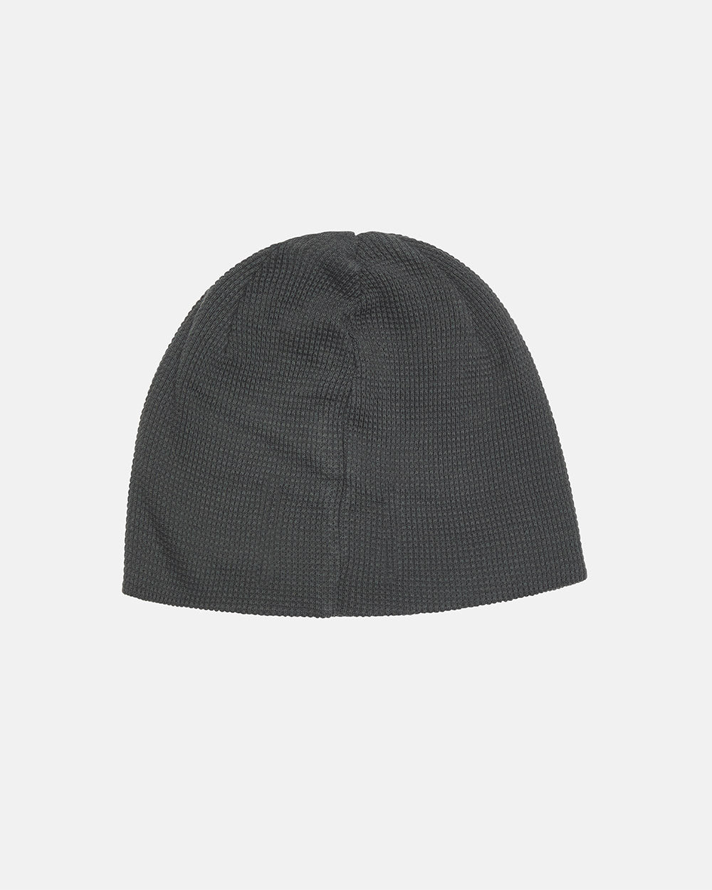 WAFFLE BEANIE BLACK - black waffle knit beanie, back view - Cold Culture #packshot