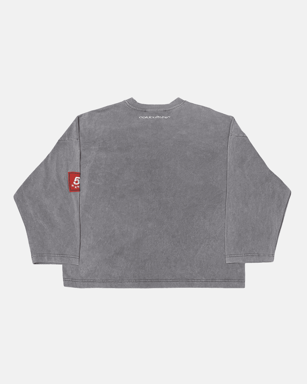 WALKER LONGSLEEVE LIGHT GREY - washed grey longsleeve tee, back view - Cold Culture #packshot