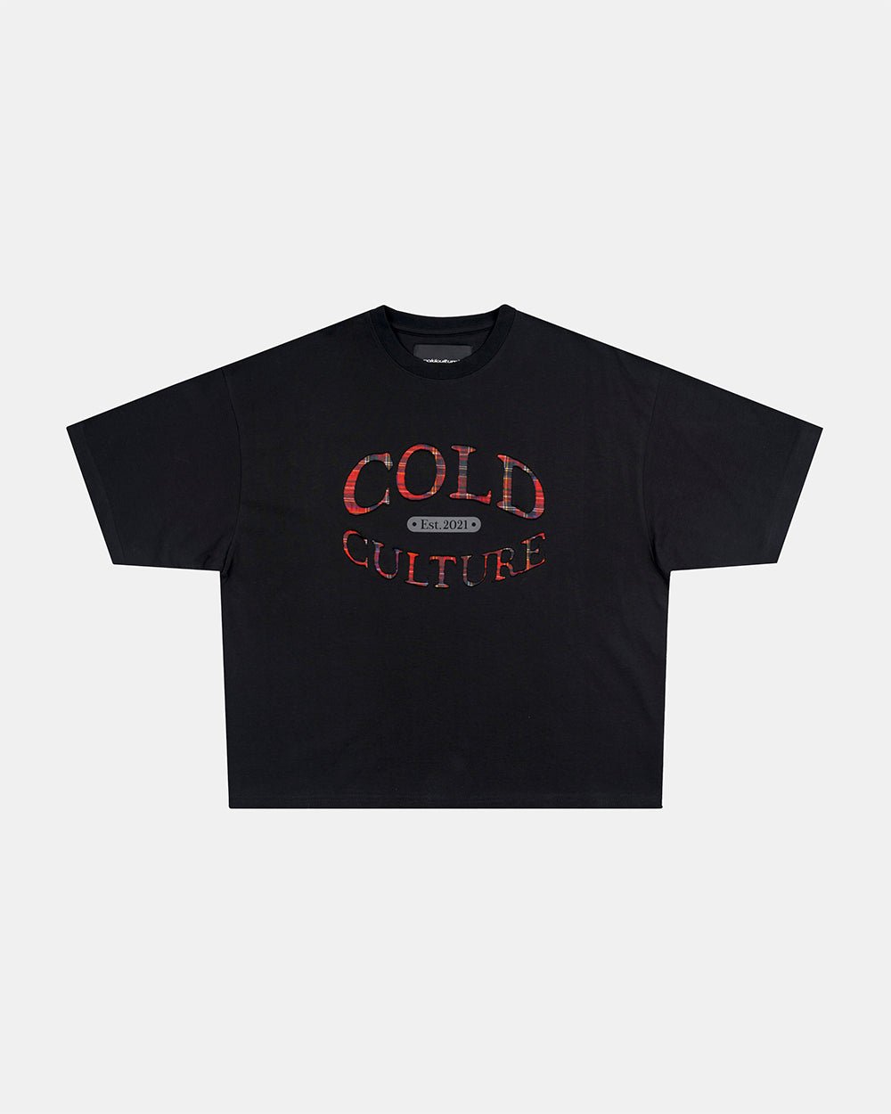 WATCH OUT TEE BLACK - black boxy tee, flat lay - Cold Culture #woman