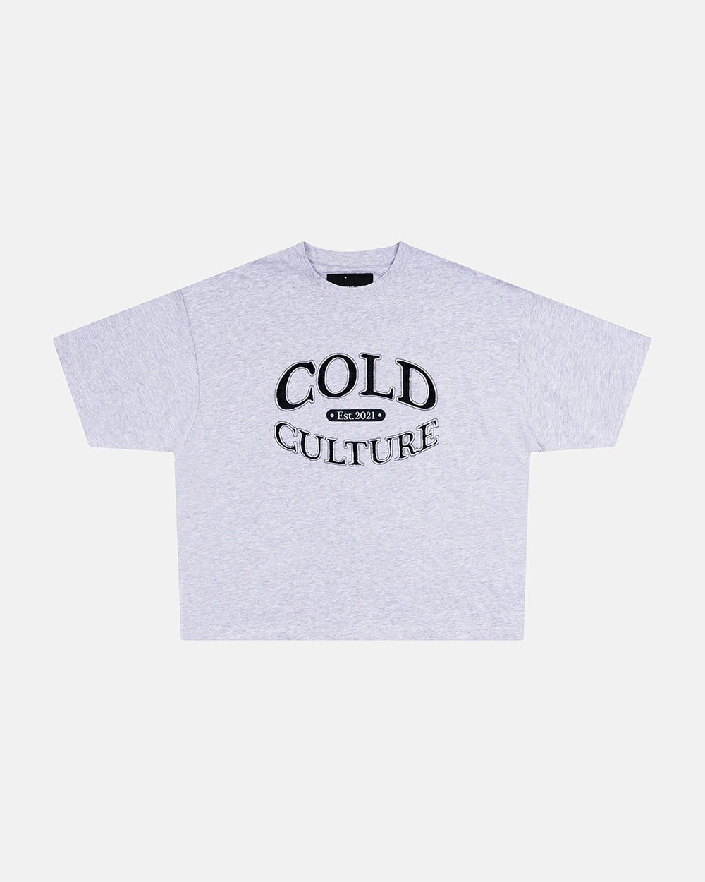 WATCH OUT TEE GREY - heather grey boxy tee, flat lay - Cold Culture #woman