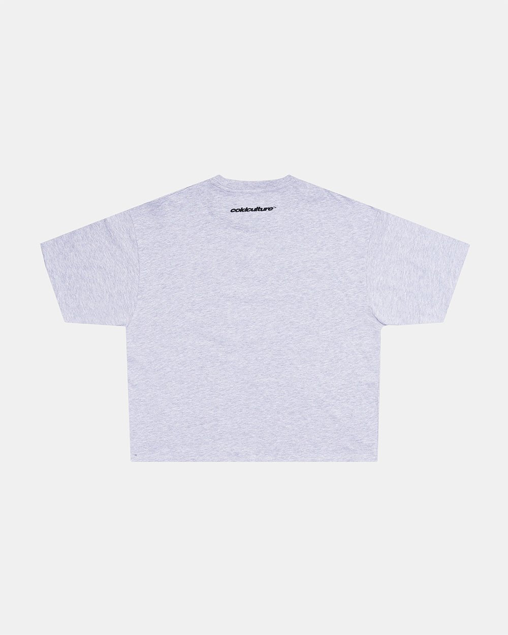 WATCH OUT TEE GREY - heather grey boxy tee, flat lay - Cold Culture #packshot