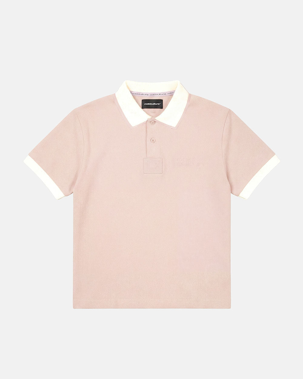 WHIP POLO PINK - pink oversized polo shirt, front view - Cold Culture #packshot
