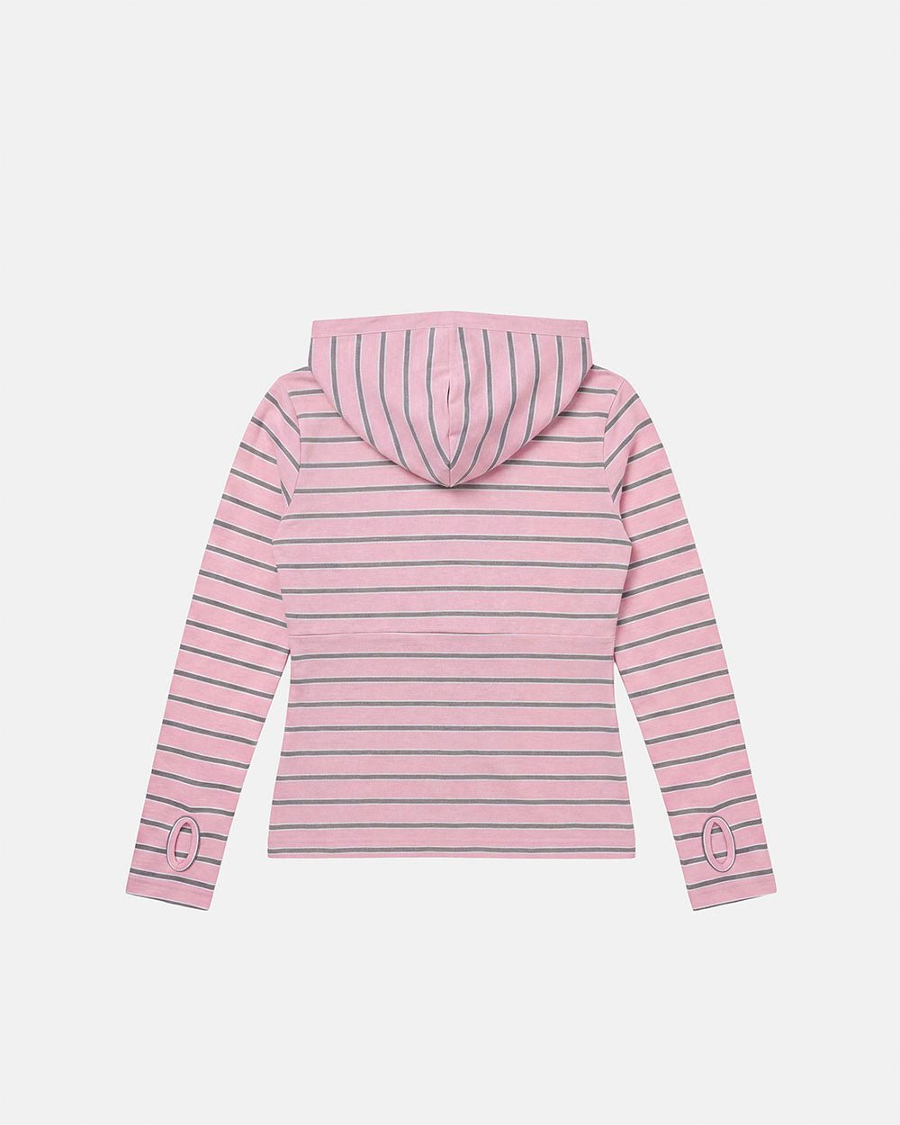 WHIPPED CREAM ZIP LONGSLEEVE PINK - pink striped zip longsleeve, back view - Cold Culture #packshot