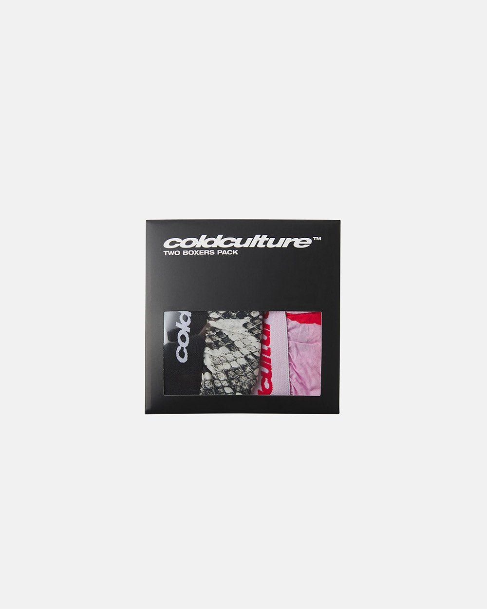 WILD CAMO & SNAKE BOXERS - camo and snake print boxers, front view - Cold Culture #packshot