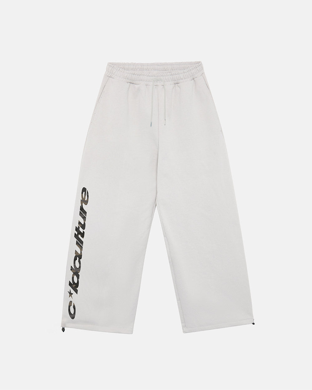 WILD CAMO SWEATPANTS LIGHT GREY - light grey baggy sweatpants, front view - Cold Culture #packshot