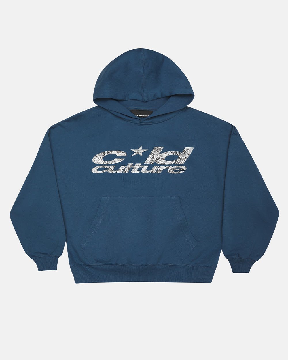 WILD SNAKE HOODIE NAVY BLUE - navy blue graphic print hoodie, front view - Cold Culture #packshot