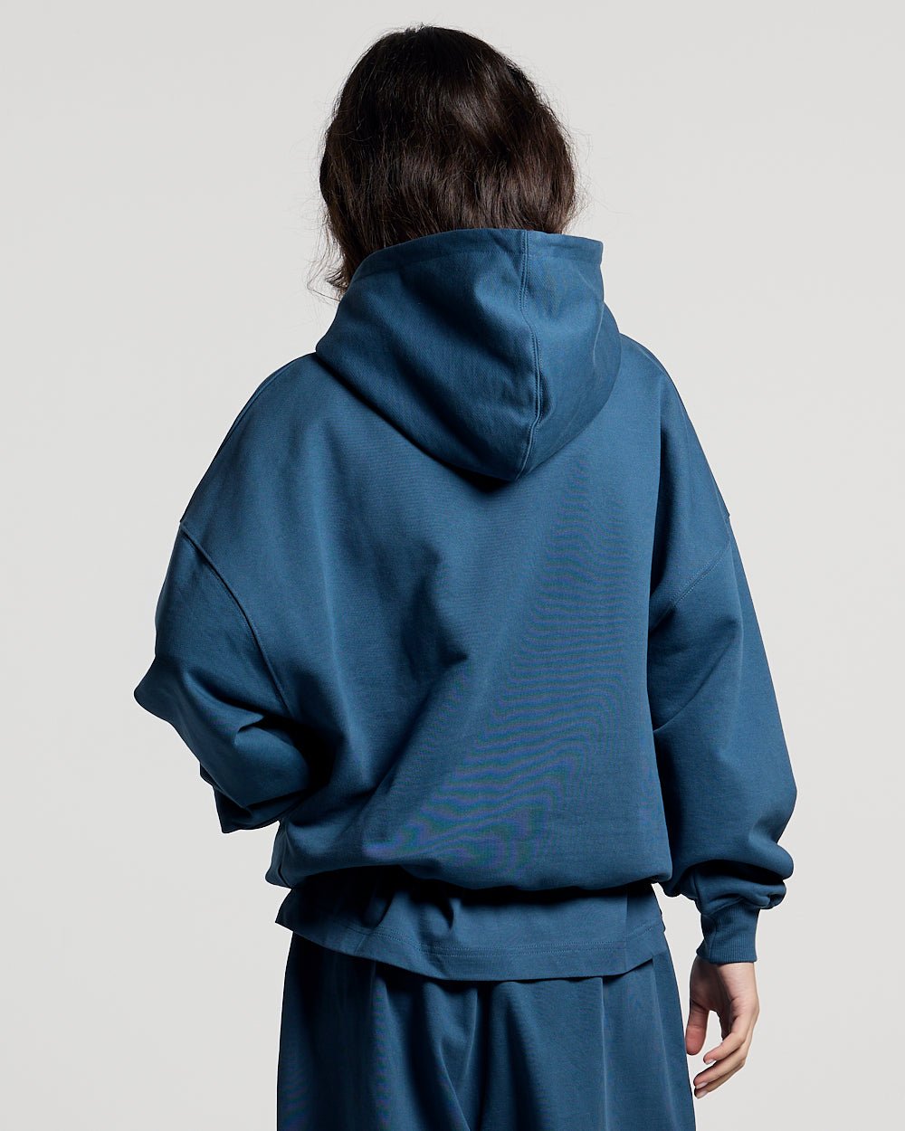 WILD SNAKE HOODIE NAVY BLUE - navy blue graphic print hoodie, back view on female model - Cold Culture #woman