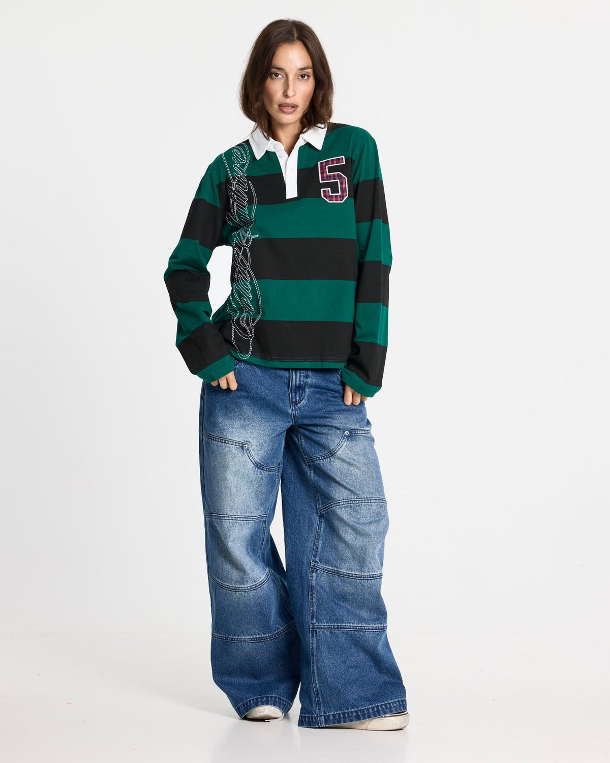 WINDSOR LONGSLEEVE POLO BLACK AND GREEN - Cold Culture