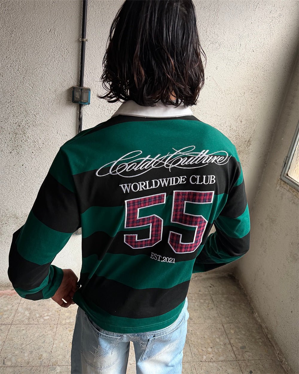 WINDSOR LONGSLEEVE POLO BLACK AND GREEN - Cold Culture
