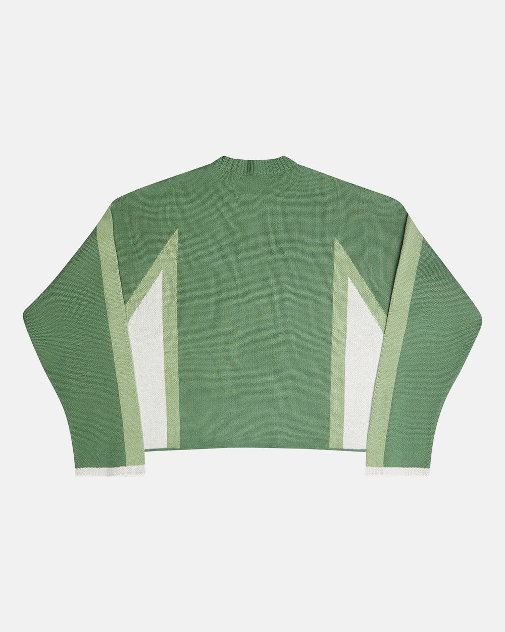 WINNER KNIT GREEN - green graphic knit sweater, back view - Cold Culture #packshot
