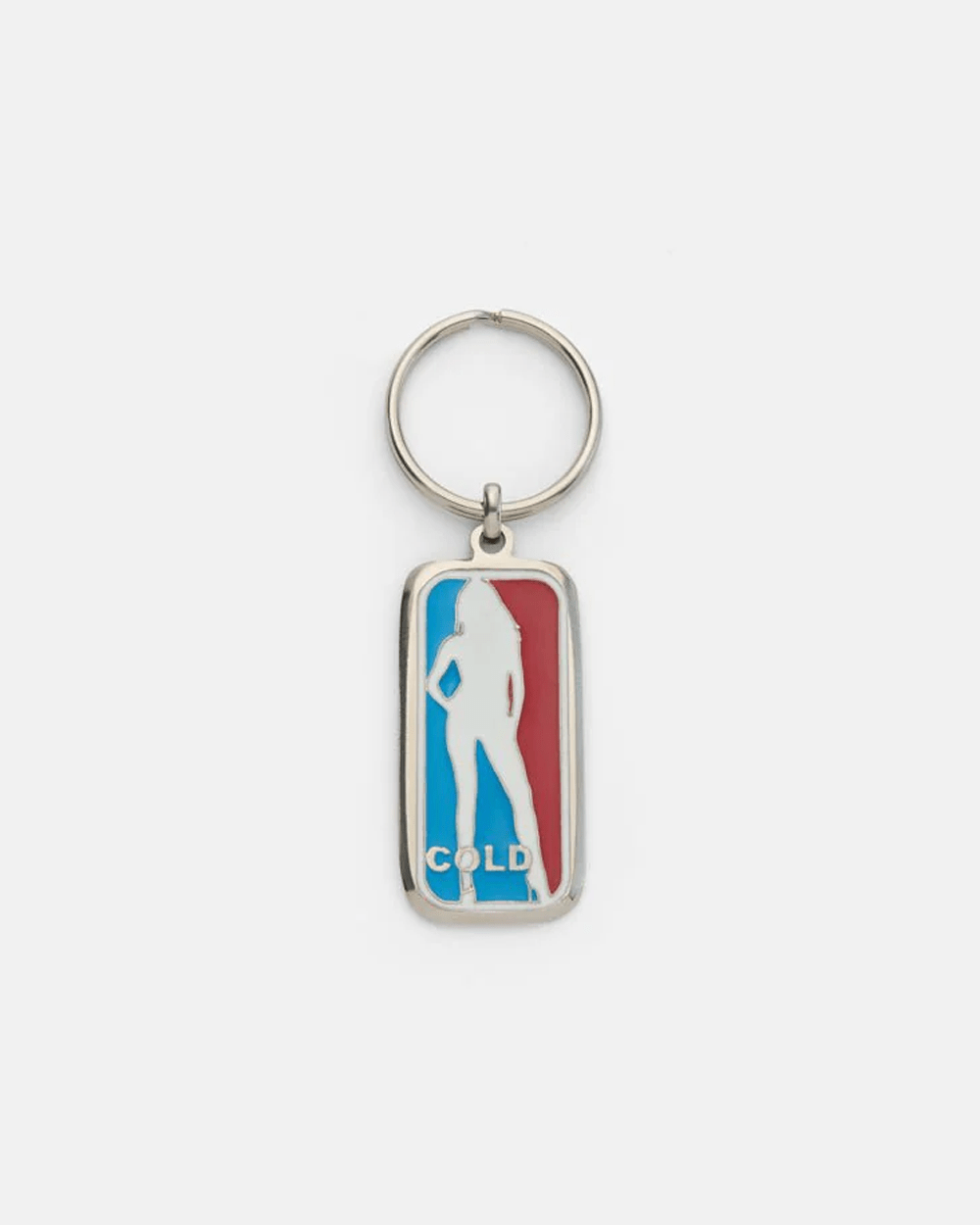 WNBA KEYCHAIN - silver enamel keychain, front view - Cold Culture #packshot