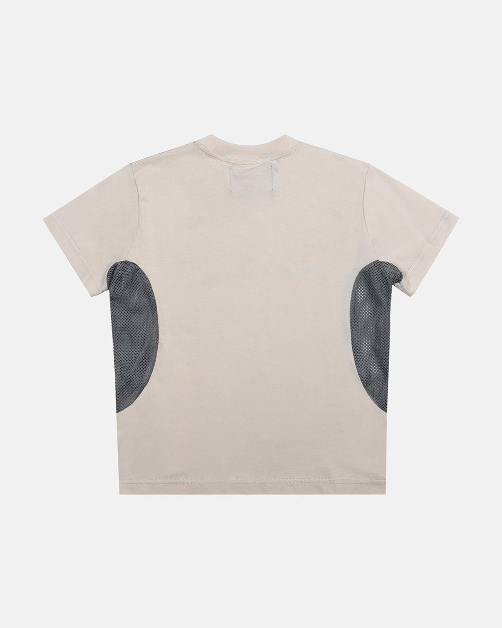 WORK HARD TEE WHITE - off-white mesh panel tee, back view - Cold Culture #packshot