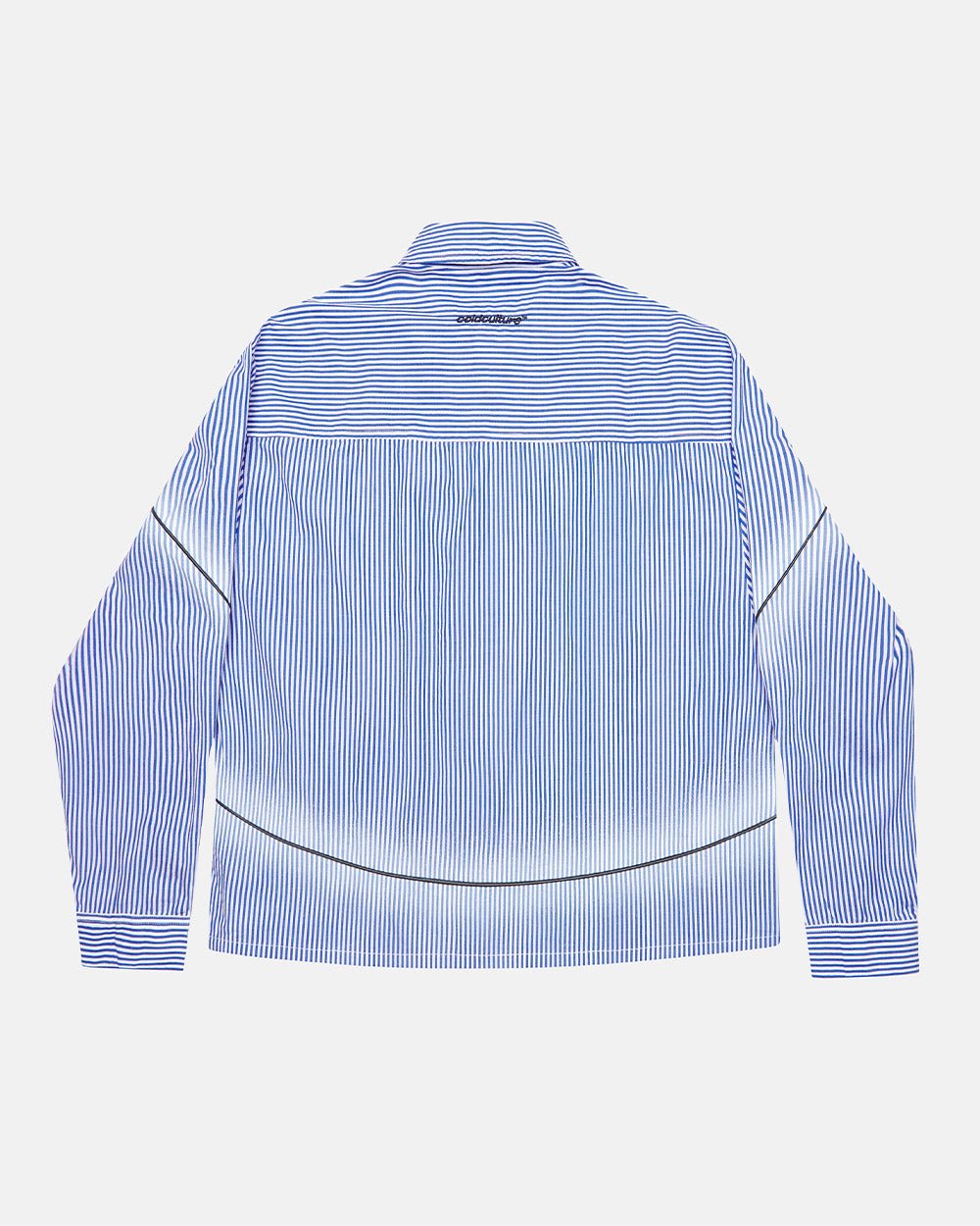 WORLDWIDE LONGSLEEVE SHIRT BLUE & WHITE - blue striped button-up shirt, back view - Cold Culture #packshot