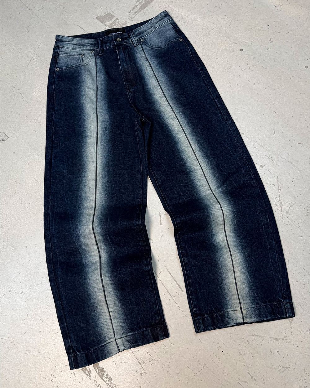WORLDWIDE V2 PANTS DARK DENIM - dark denim baggy pants, flat lay - Cold Culture