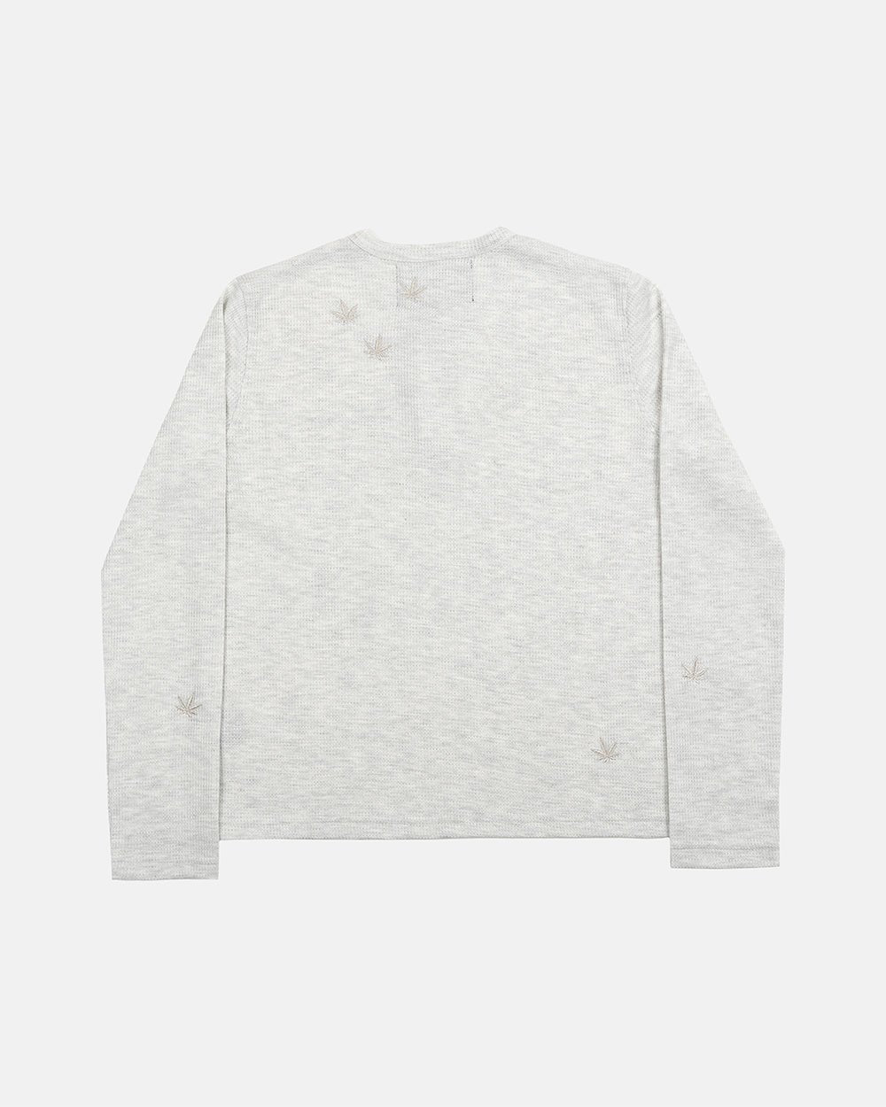 YESTERDAY LONGSLEEVE OFF WHITE - off-white waffle knit longsleeve tee, back view - Cold Culture #packshot