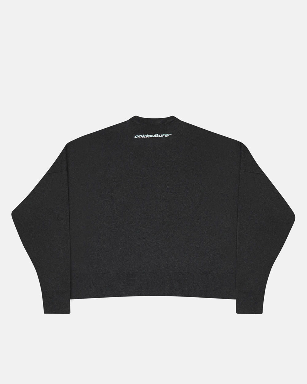 YURE KNIT DARK GREY - dark grey graphic knit sweater, back view - Cold Culture #packshot