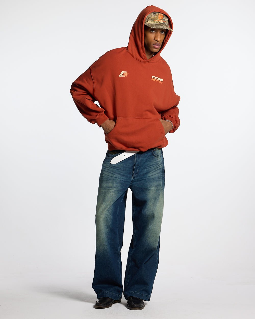 ZENIT PANTS RAW - dark washed denim pants, front view on male model - Cold Culture #man