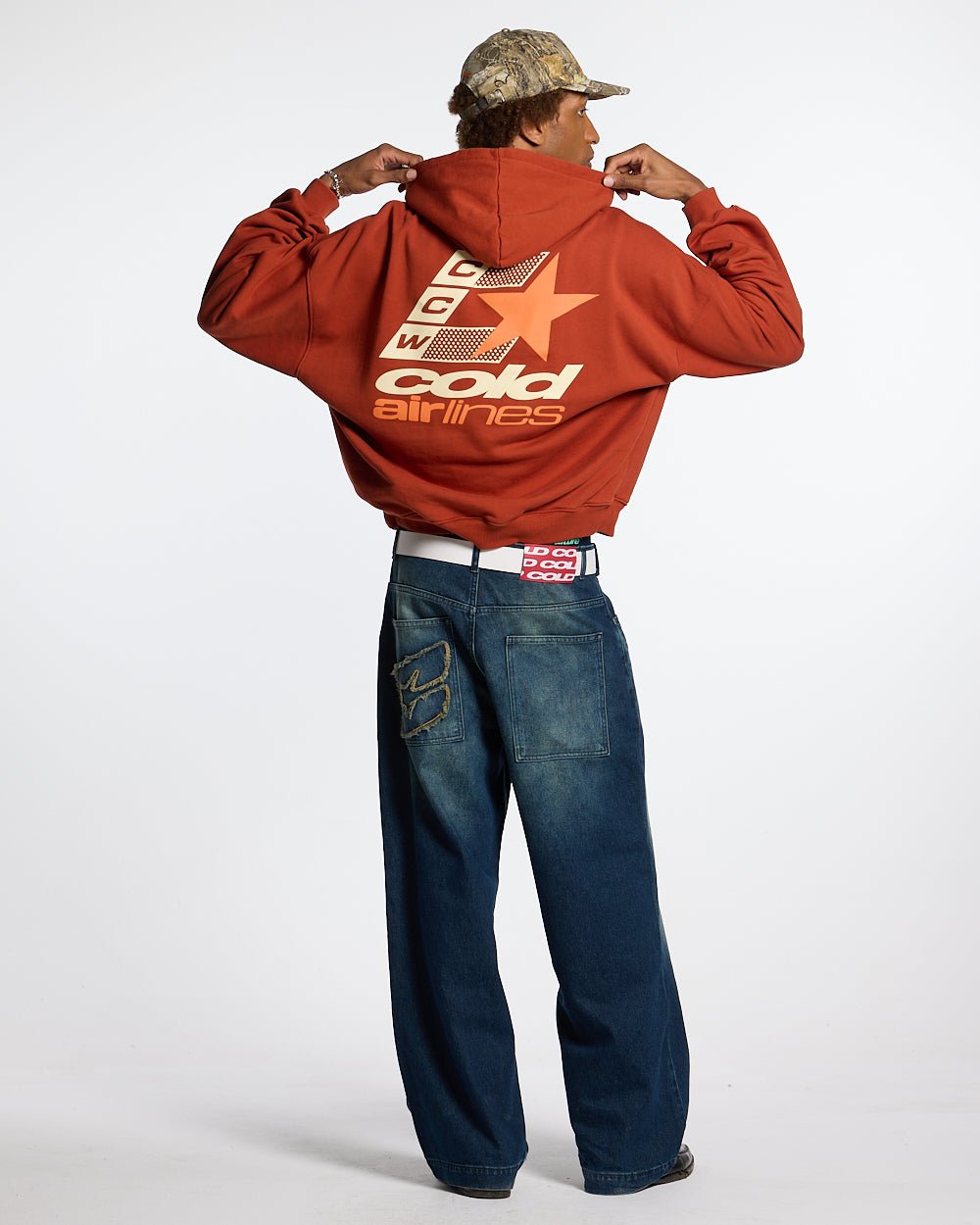 ZENIT PANTS RAW - dark washed denim pants, back view on male model - Cold Culture